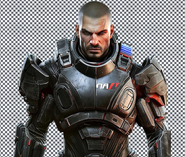 Attractive Commander Shepard Mass isolated on transparent background