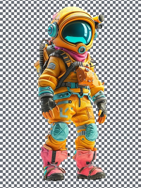 Attractive Galactic Alien Biologist character isolated on transparent background