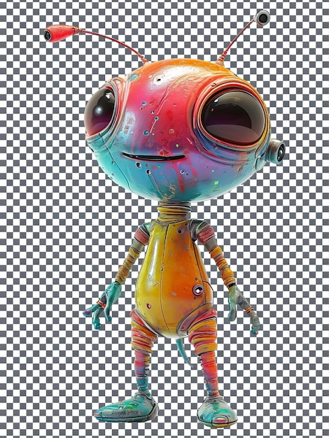 PSD attractive galactic alien xenobiologist character isolated on transparent background