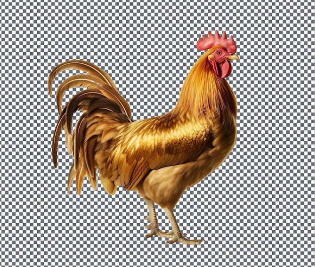 Attractive Golden Rooster isolated on transparent background