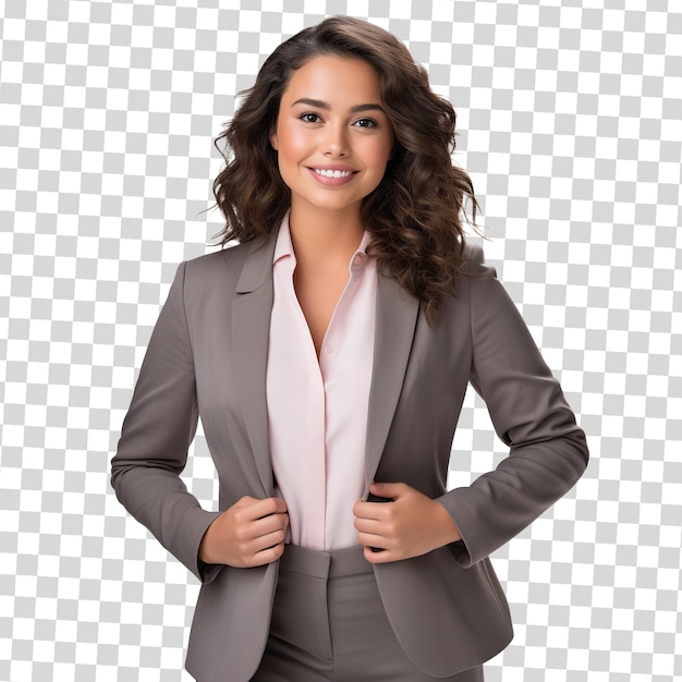 An attractive office woman Isolated on transparent background PSD file format