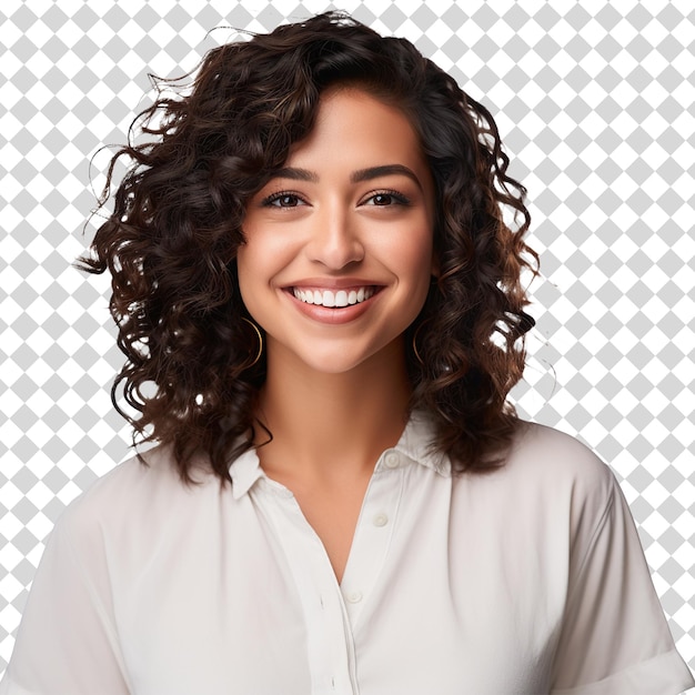 An attractive woman in white shirt Isolated on transparent background PSD file