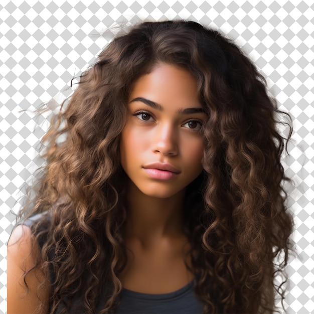 Attractive woman with curly hair Isolated on transparent background PNG file format