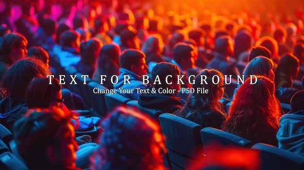 PSD audience in a dark auditorium with red and blue lighting