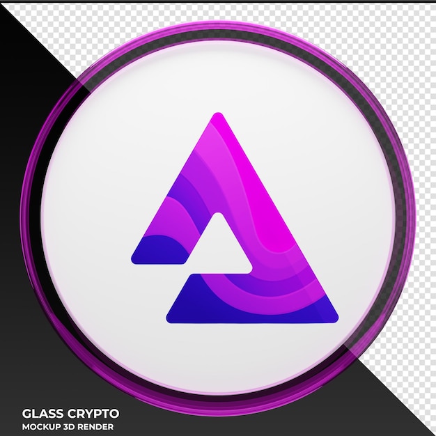 Audius AUDIO Glass Crypto Coin 3D Illustration