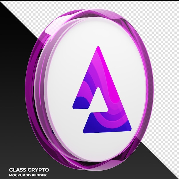 Audius AUDIO Glass Crypto Coin 3D Illustration