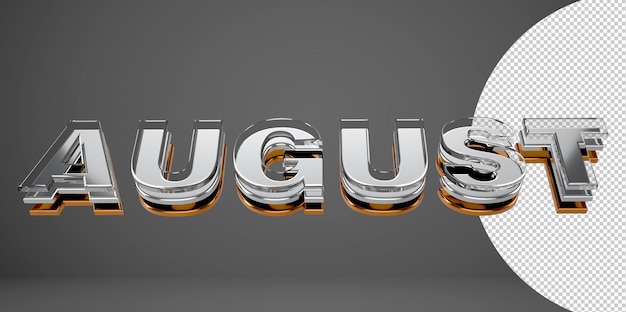 August 3d typography Metal, chrome and glass letter on transparent background 3d illustration PNG