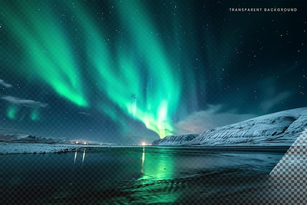 aurora boreal northern lights on transparent background