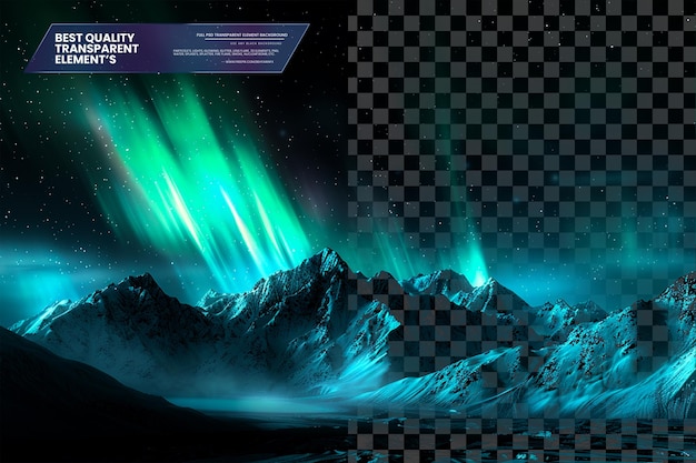 Aurora Borealis Cascading Over SnowCapped Peaks Picture on transparent background