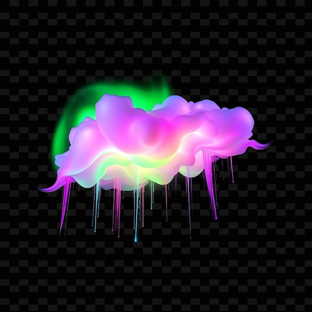 Aurora Borealis Cloud Dancing With Waving Ribbons Colorful Arcs and Glimmering_Isolated_Neon_Object