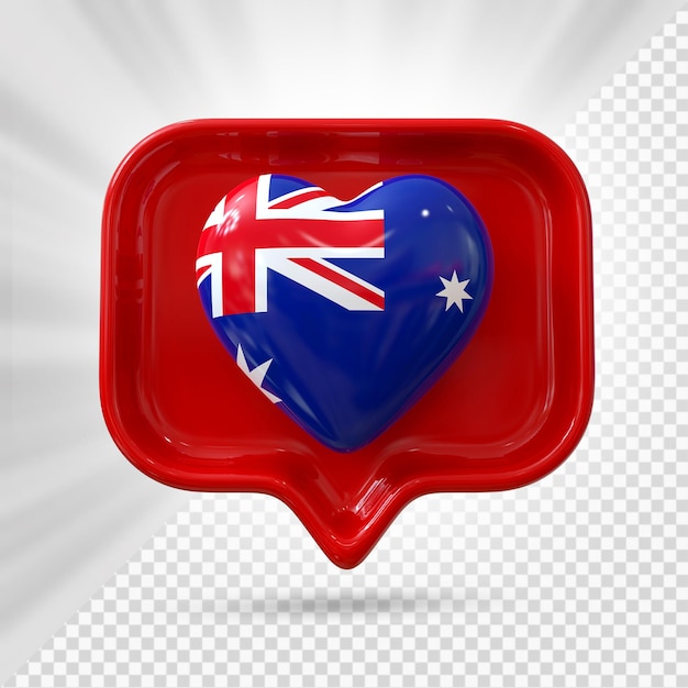 PSD australia heart flag 3d