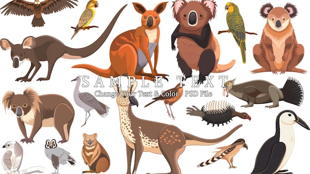 PSD australian wildlife a colorful collection of native animals