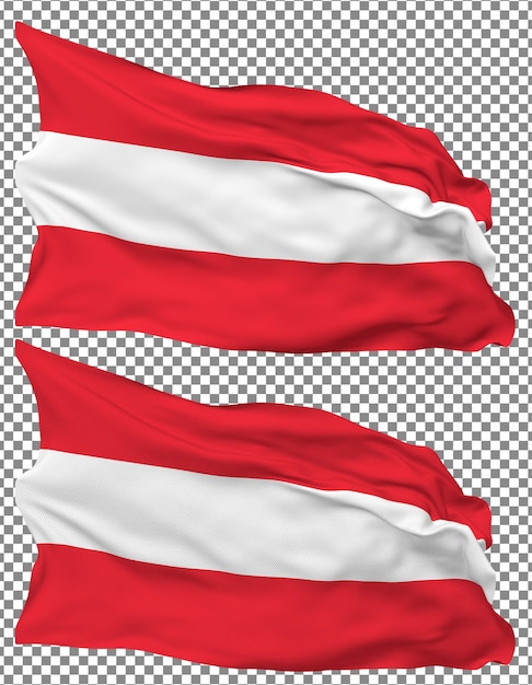 Austria Flag Waves Isolated in Plain and Bump Texture with Transparent Background 3D Rendering