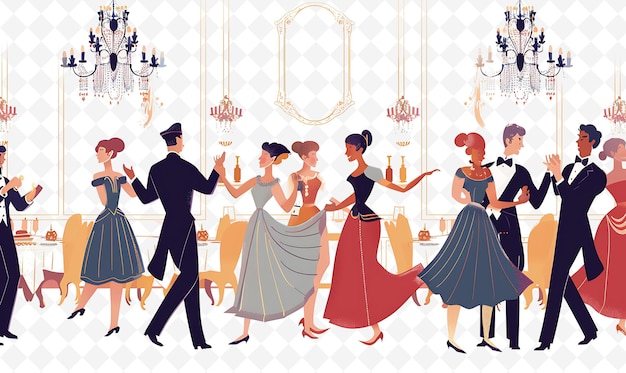 PSD austrian characters waltzing at a ball design is elegant and illustration cutural landscape view