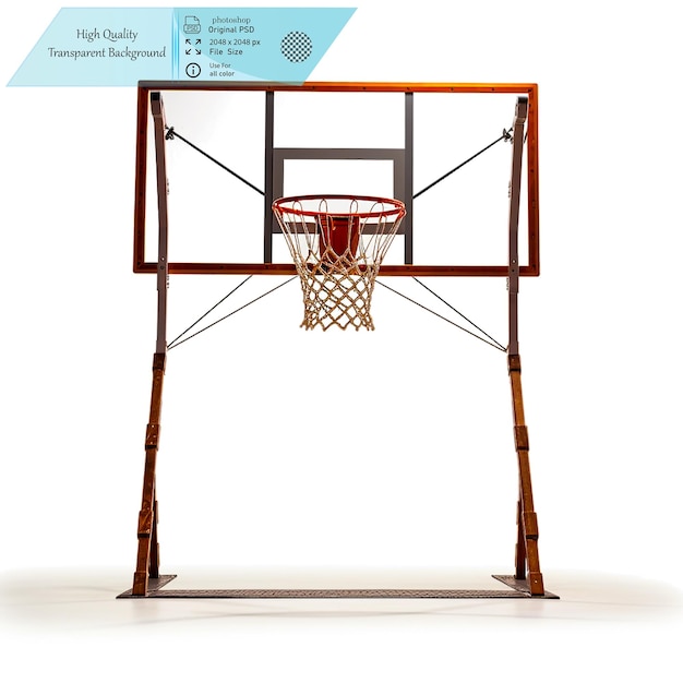 PSD an authentic basketball hoop with a net backboard and poleon transparent background