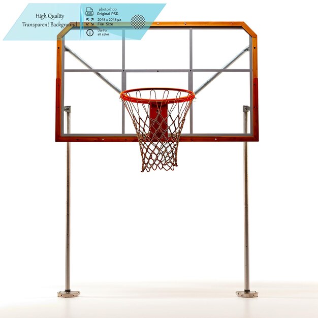 PSD an authentic basketball hoop with a net backboard and poleon transparent background