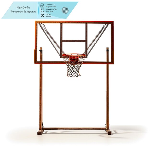 PSD an authentic basketball hoop with a net backboard and poleon transparent background