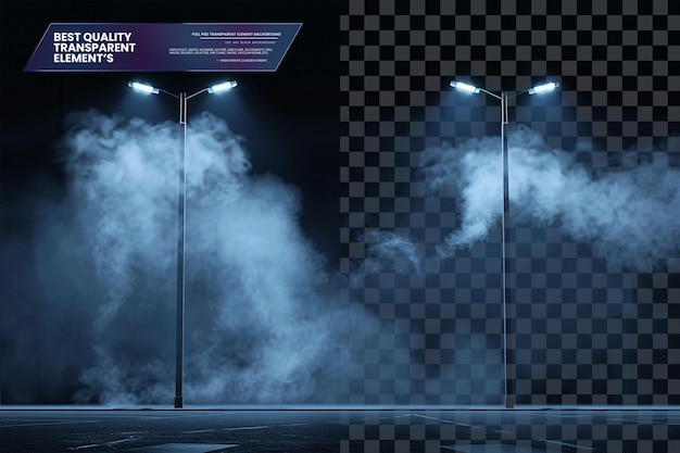 Auto or Bus Spot Lamp Flash at Night with Vapor Clouds on transparent background