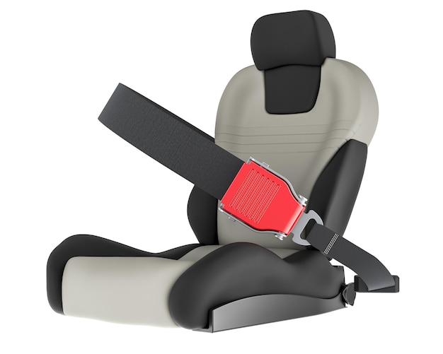 PSD auto seat with safety belt 3d rendering isolated on transparent background