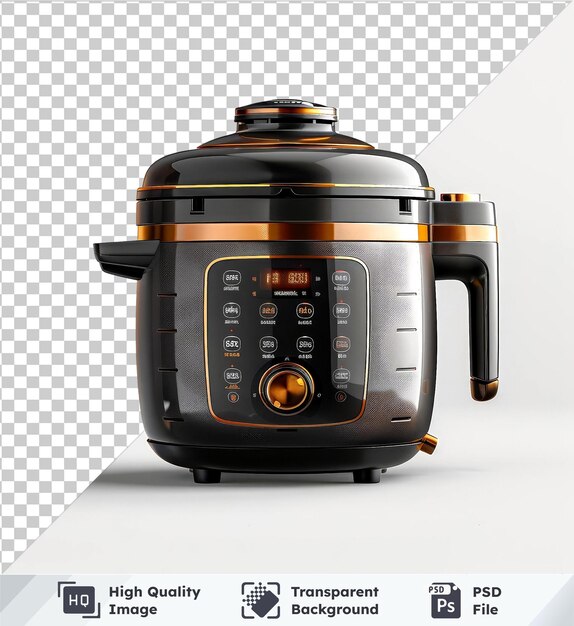 PSD automatic multi cooker and pressure cooker isolated on transparent background