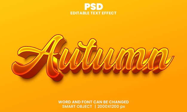 Autumn 3d editable text effect Premium Psd with background