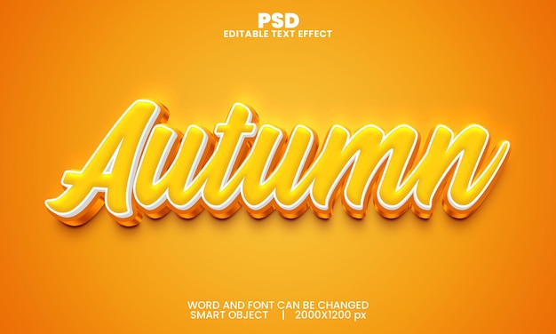 Autumn Color 3d editable text effect Premium Psd with background