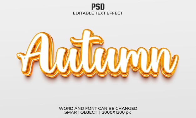 Autumn Color 3d editable text effect Premium Psd with background