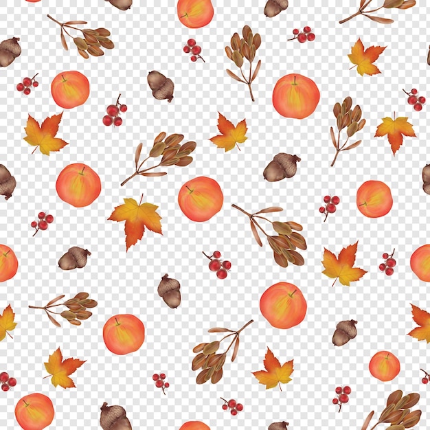 Autumn Fall Flower Leaves Pattern PNG Tile