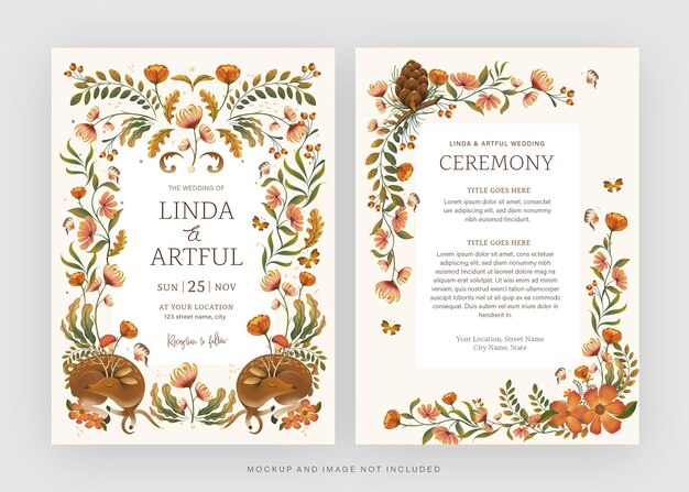 PSD autumn fall wedding ceremony card flyer template in psd