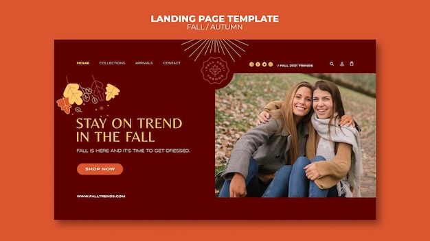 Autumn fashion landing page template