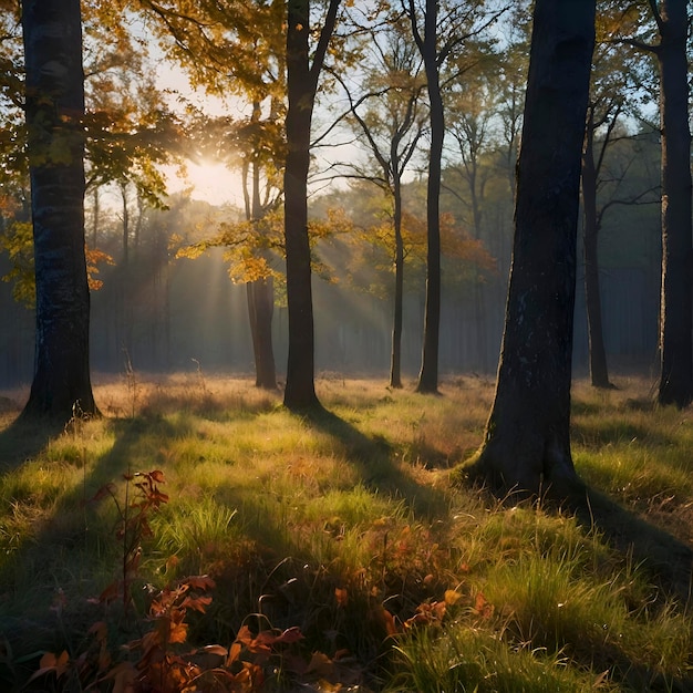 Autumn Forest Landscape in the Morning