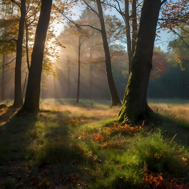 Autumn Forest Landscape in the Morning