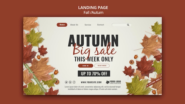 Autumn landing page design template