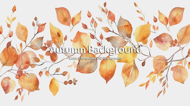 PSD autumn leaves background hand drawn flat autumn background maple leaf autumn background