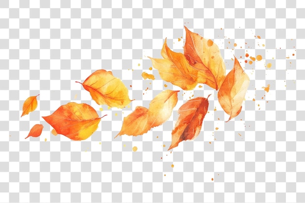 PSD autumn leaves watercolor art illustration