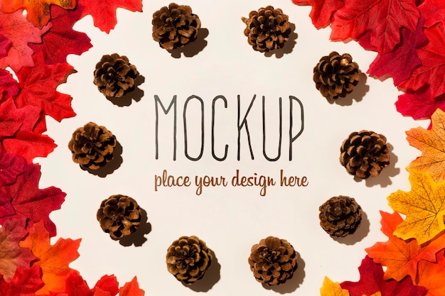 Autumn mock-up concept with cones