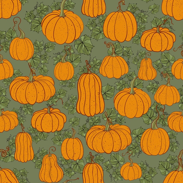 Autumn pumpkins seamless pattern