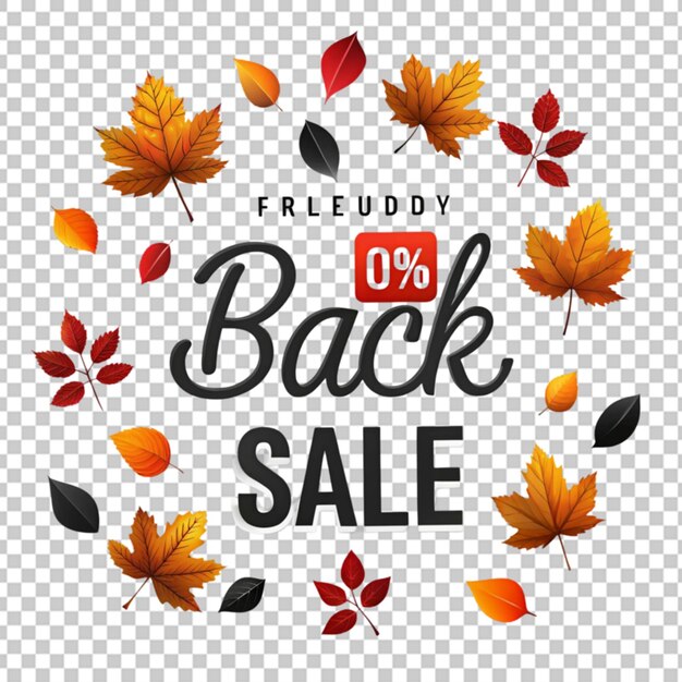 PSD autumn sale on transparent background with leaves