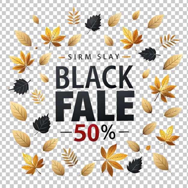 PSD autumn sale on transparent background with leaves