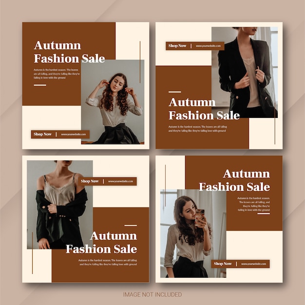 Autumn Season Sale instagram post bundle template Premium Psd