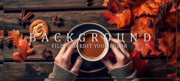 PSD autumnal coffee break with warm tones