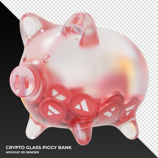 Avalanche AVAX coin in frosted glass piggy bank 3d rendering