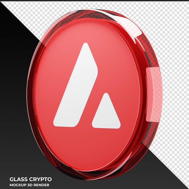 Avalanche AVAX Glass Crypto Coin 3D Illustration