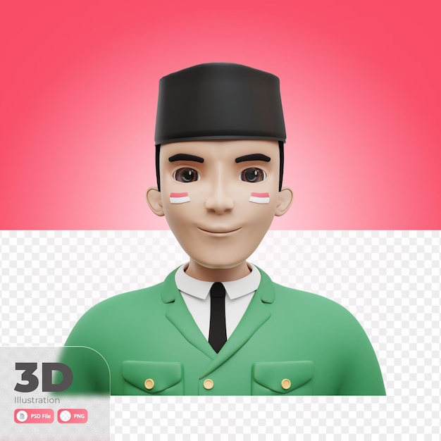 Avatar 3d Illustration Indonesian Independence day