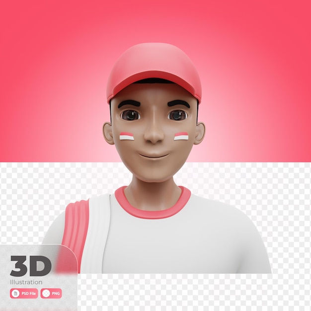 Avatar 3d Illustration Indonesian Independence day