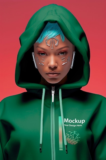 Avatar portrait wearing tshirt and hoodie mockup