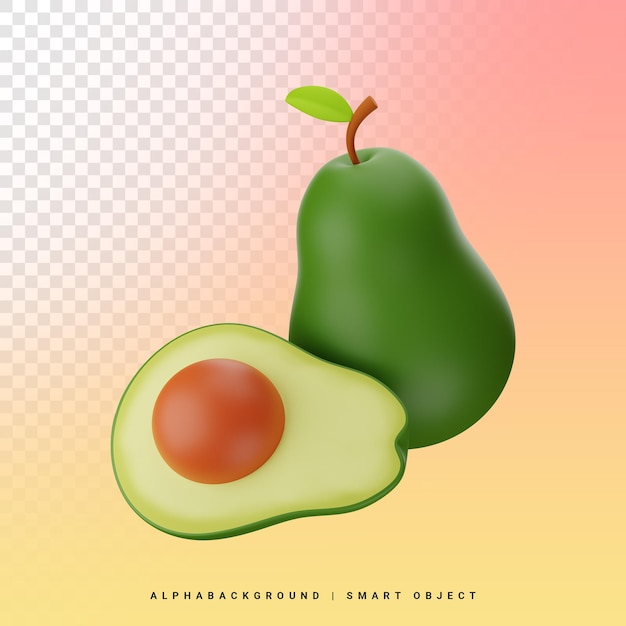 Avocado 3d Icon Illustration