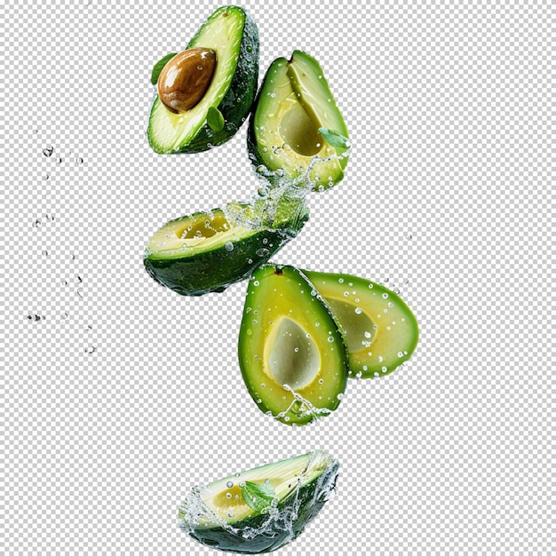 PSD avocado cubes bites isolated on transparent background