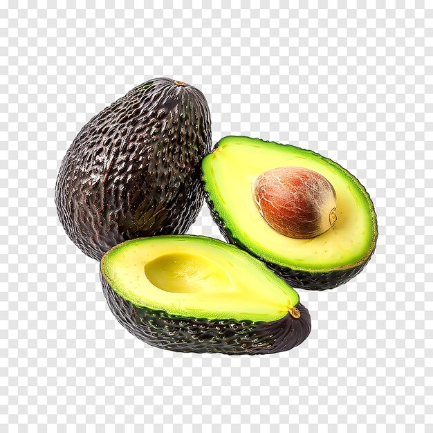 Avocado and cut in half isolated on a transparent background