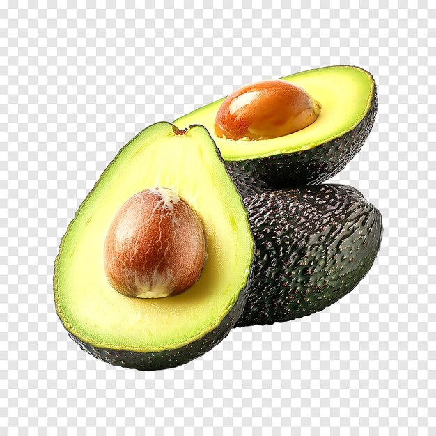 Avocado and cut in half isolated on a transparent background